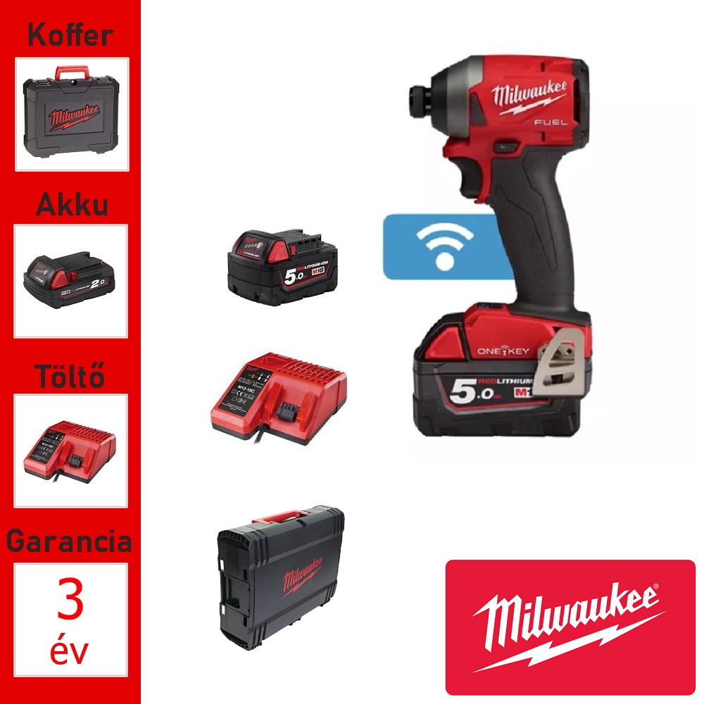 Milwaukee 18V ütvecsavarozó 226Nm, ONE-KEY, + 2akku, töltő, koffer